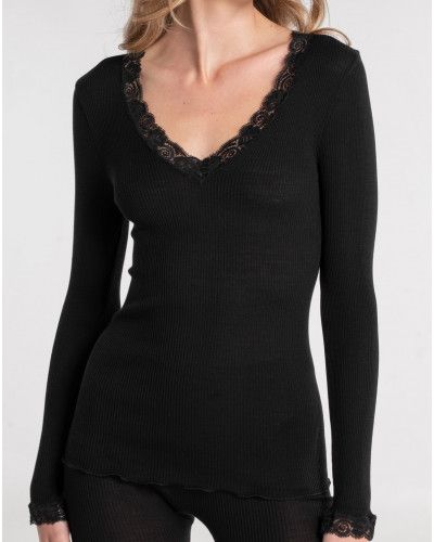 Long Sleeve Top wool and silk Oscalito 3404 (Black)