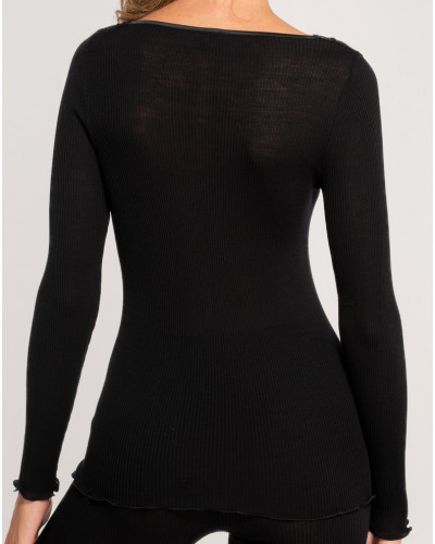 Top fantasy neck wool and silk Oscalito 7424 (Black)
