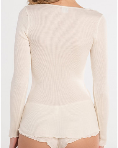 Top fantasy neck wool and silk Oscalito 7424 (Ivoire)