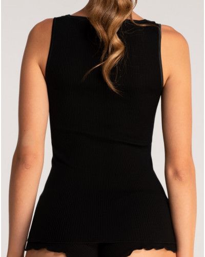 Camiseta de interior con cuello fantasía lana y seda Oscalito 7423 (Negro)