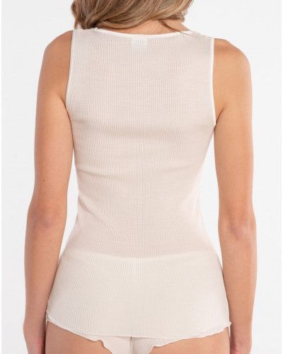 Tank top fantasy neck wool and silk Oscalito 7423 (Ivoire)