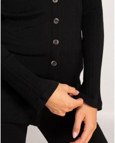 Blusa con cuello V lana y seda Oscalito 7462 (Negro)