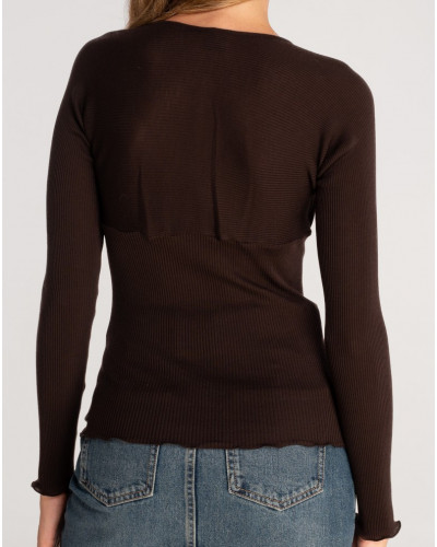 Cross-over top wool and silk Oscalito 7471 (Marron)
