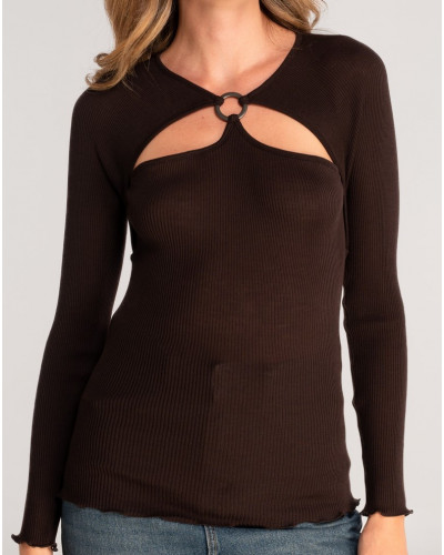 Cross-over top wool and silk Oscalito 7471 (Marron)