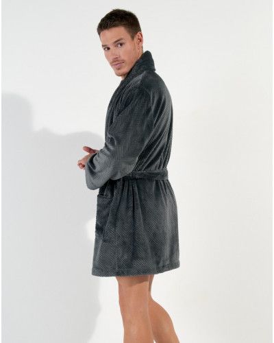 Robe de chambre polaire courte HOM Everest (Gris)