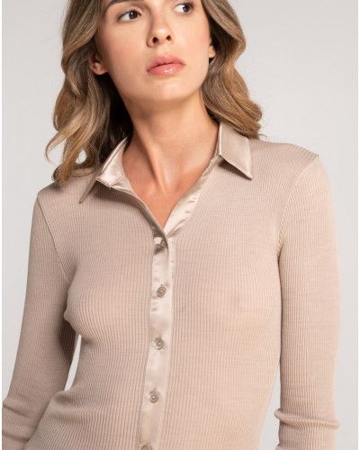 Blouse wool and silk Oscalito "Elegante" 6350 (Beige)