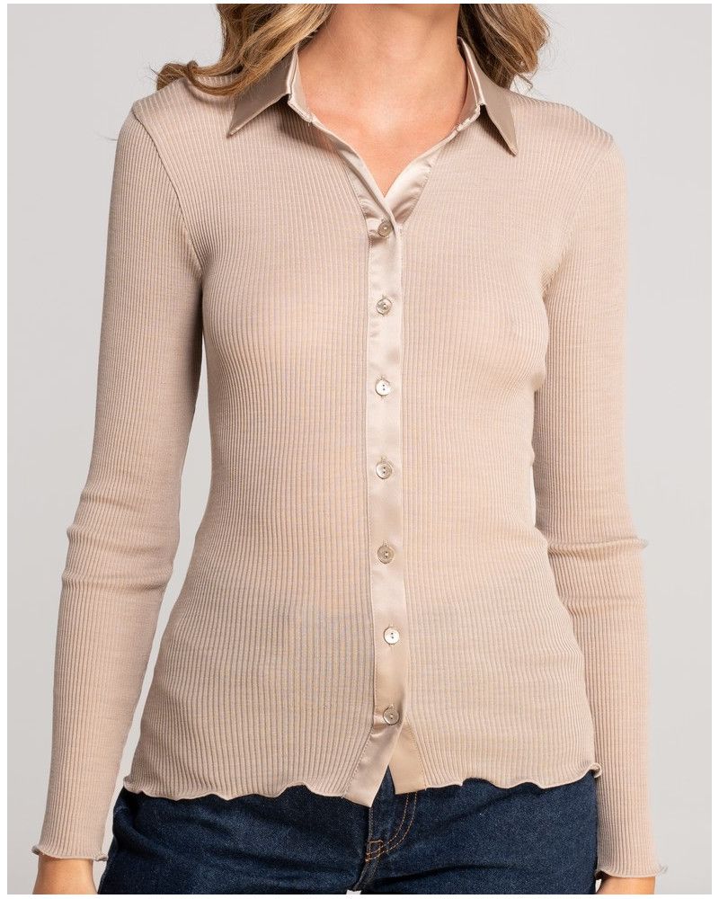 Blouse wool and silk Oscalito "Elegante" 6350 (Beige)