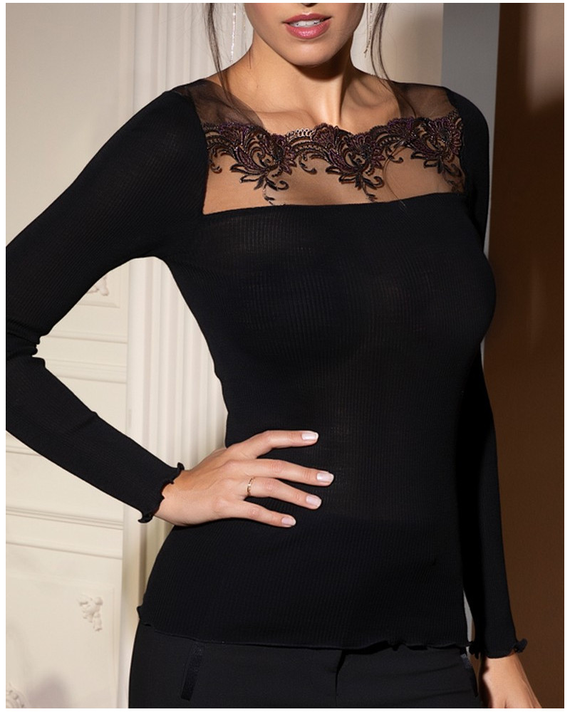 Well-being top wool and silk Lise Charmel Charme Secret (Charme noir)
