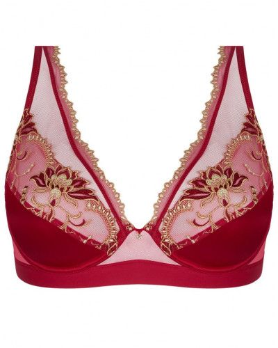 Soutien-gorge glamour en soie Lise Charmel Eblouissante Icone (Or rubis)