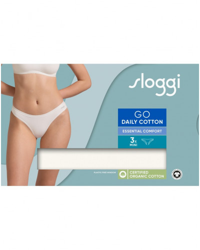 Paquete de 3 calzoncillo Mini (algodòn bio) GO Daily Cotton Sloggi (Silk white)