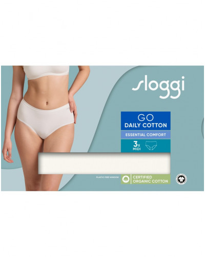 Pack of 3 midi briefs (cotton bio) Sloggi GO Daily Cotton (Silk white)
