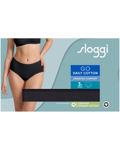 Lot de 3 slips midi (coton bio) Sloggi GO Daily Cotton (Noir)