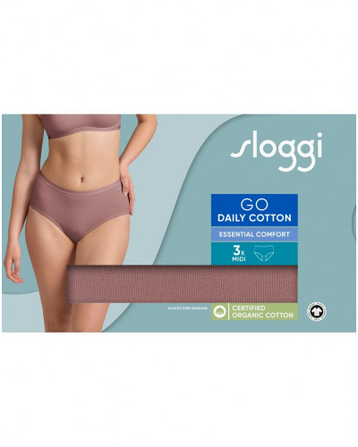 Lot de 3 slips midi (coton bio) Sloggi GO Daily Cotton (Cacao)