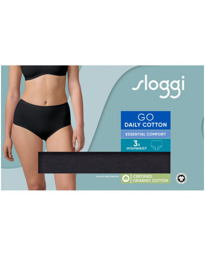 Pack of 3 high waist briefs (cotton bio) Sloggi Go Daily Cotton (Black)