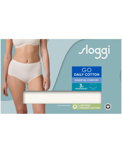 Pack of 3 high waist briefs (cotton bio) Sloggi Go Daily Cotton (Silk white)