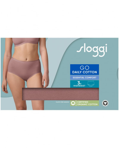 Pack of 3 high waist briefs (cotton bio) Sloggi Go Daily Cotton (Cacao)