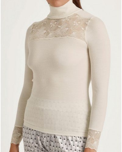 Pull col roulé Calida Laine & Soie Glam (Noir)