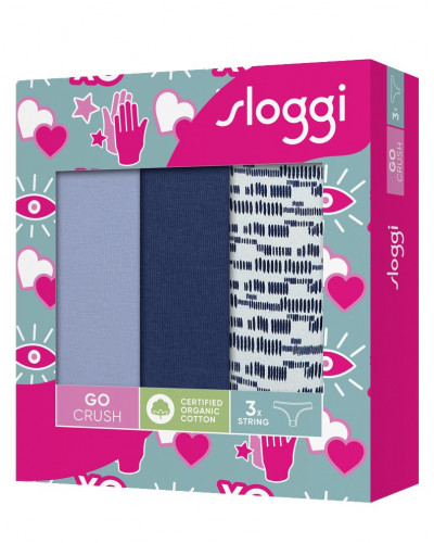 Strings coton Sloggi Go Crush (Lot de 3) (Marine/Bleu Gris/Imprimé Marine)