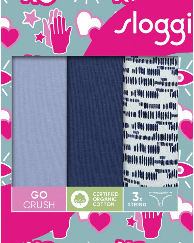 Thong cotton Sloggi Go Crush (Set of 3) (Marine/Bleu Gris/Imprimé Marine)