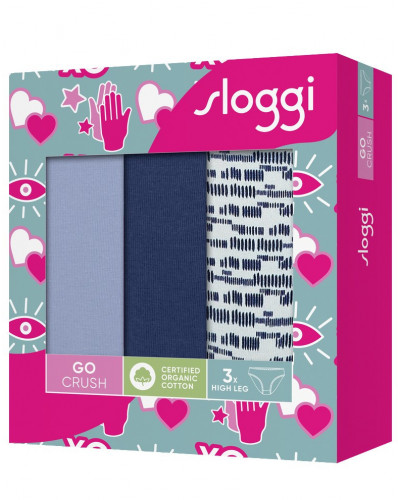 Slip échancré coton Sloggi GO Crush (Lot de 3) (Marine/Bleu Gris/Imprimé Marine)