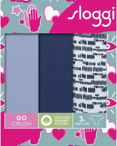Slip échancré coton Sloggi GO Crush (Lot de 3) (Marine/Bleu Gris/Imprimé Marine)
