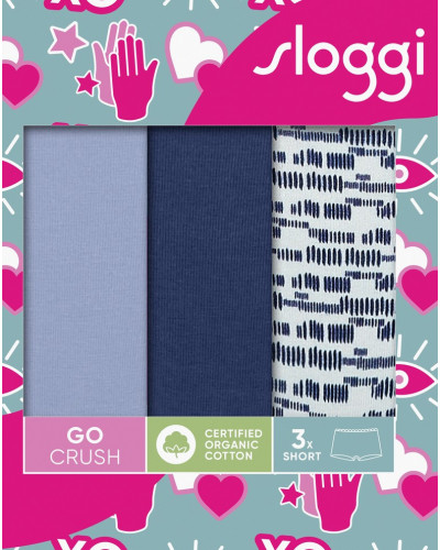 Shorts cotton Sloggi GO Crush (Set of 3) (Marine/Bleu Gris/Imprimé Marine)