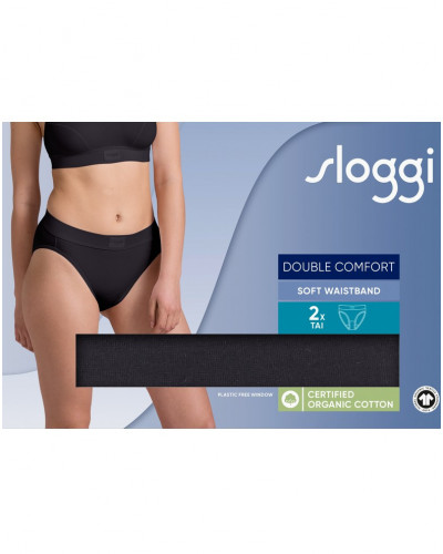 Paquete de 2 calzoncillos tai (Algodón bio) Sloggi Double Confort (Negro)
