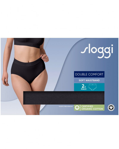 Lot de 2 culotte maxi (coton bio) Sloggi Double Confort (Noir)