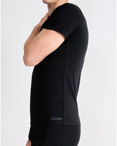 Crew Neck T-Shirt Sloggi for Men GO ABC  (Set of 2) (Black)