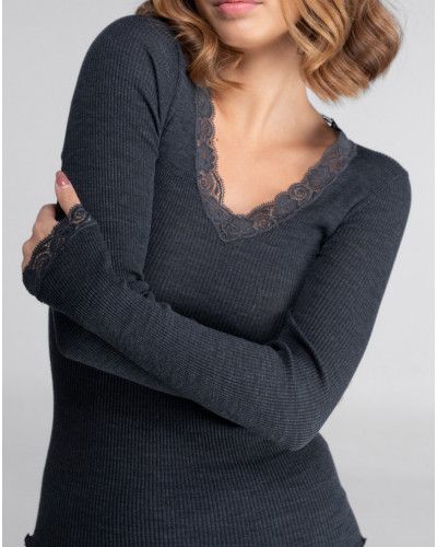 Long sleeve top wool and silk Oscalito 3404 (Ardoise)