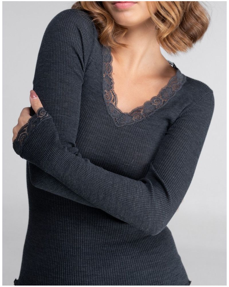 Top de manga larga lana y seda Oscalito 3404 (Ardoise)