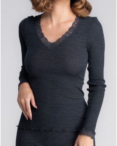 Top manches longues laine et soie Oscalito 3404 (Ardoise)