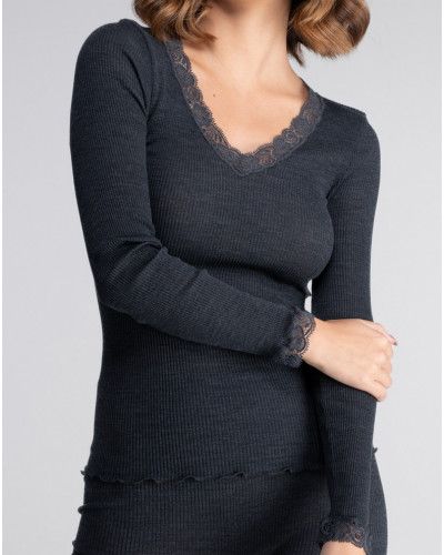 Top manches longues laine et soie Oscalito 3404 (Ardoise)