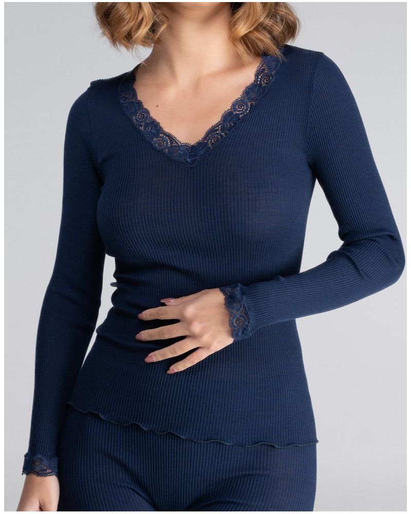 Top de manga larga lana y seda Oscalito 3404 (Bleu)