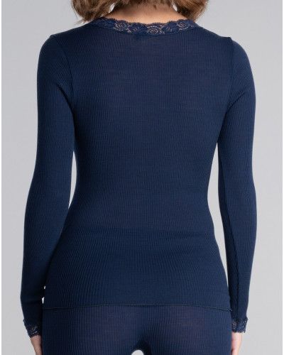 Top manches longues laine et soie Oscalito 3404 (Bleu)