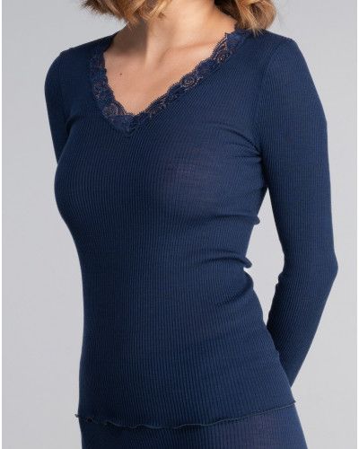 Top de manga larga lana y seda Oscalito 3404 (Bleu)