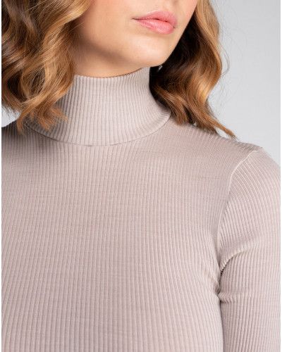 Funnel collar sweater wool and silk Oscalito 3429 (Beige)