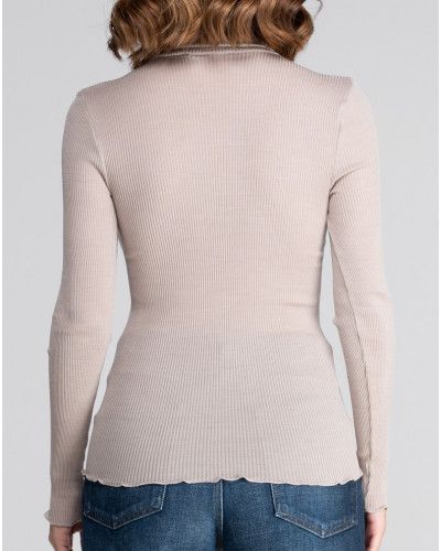 Pull col roulé laine et soie Oscalito 3438 (Beige)
