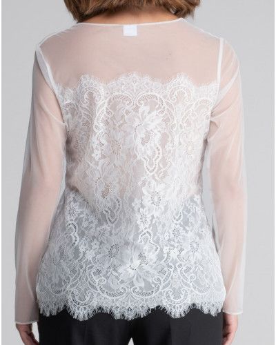 Top tulle et dentelle Oscalito 7442 (Ivoire)