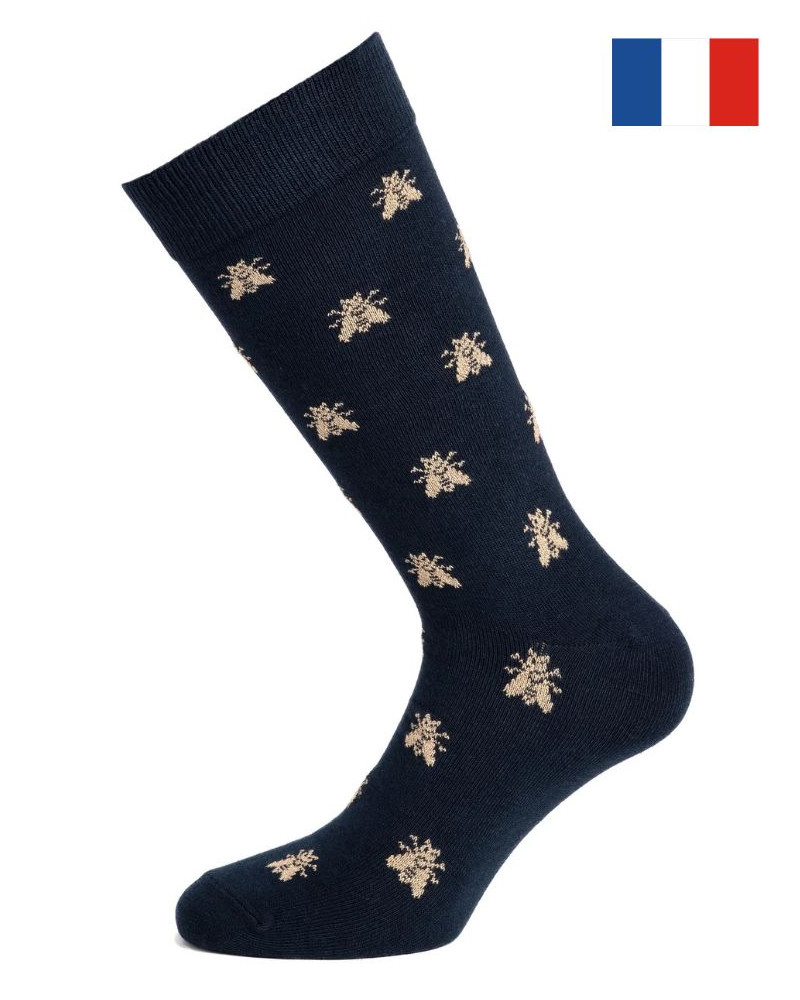 Men's cotton socks Maison Broussaud les abeilles d'or Napoléon (Marine)