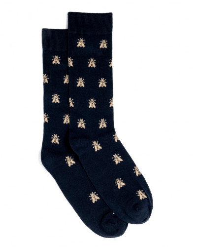 Chaussettes homme en coton Maison Broussaud les abeilles d'or Napoléon (Marine)