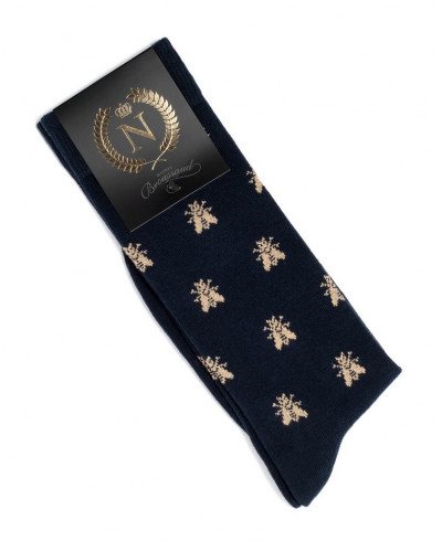 Men's cotton socks Maison Broussaud les abeilles d'or Napoléon (Marine)
