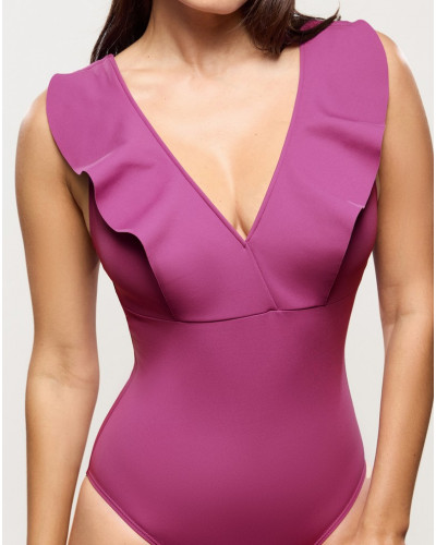 Maillot de bain décolleté V une pièce sans armature Empreinte Wave (Orchidée)