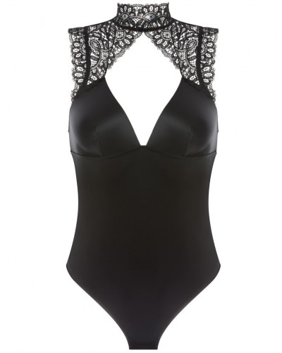 Body string en satin Simone Pérèle Symphonie (Noir)