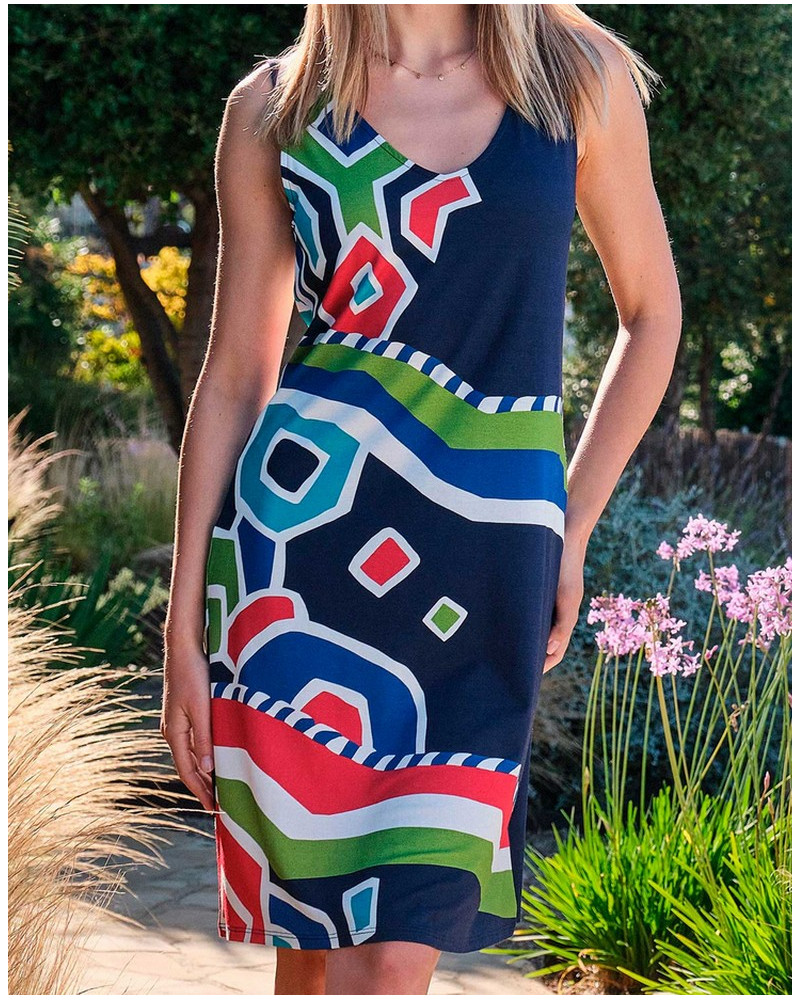 Sleeveless beach dress Massana (Imprimé Marine)
