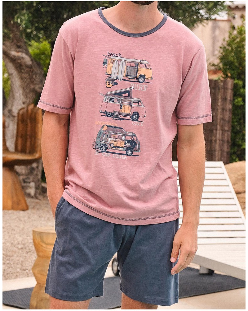 Short pyjamas Massana 100% cotton Van Life Prints (Multicolor)