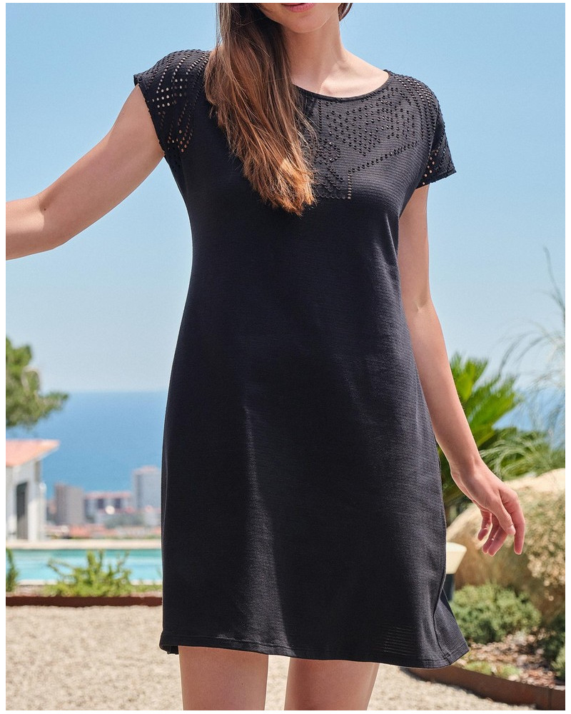 Robe de plage manches courtes Massana (Noir)