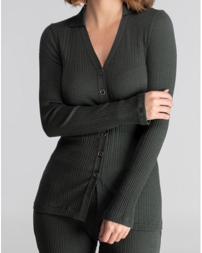 Blusa con cuello V lana y seda Oscalito 7462 (Forêt)