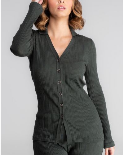 V-neck blouse wool and silk Oscalito 7462 (Forêt)