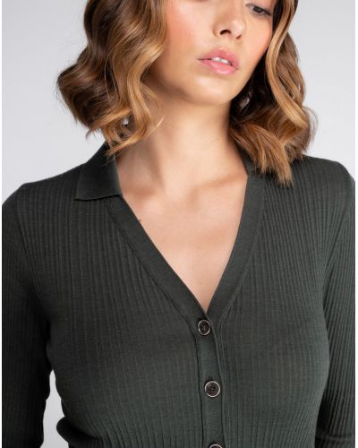 V-neck blouse wool and silk Oscalito 7462 (Forêt)